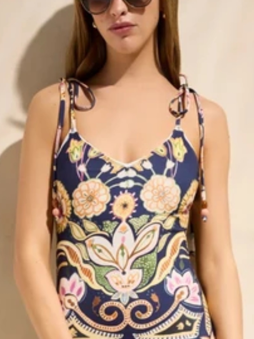 Marie Oliver Navy Floral Paisley Tie-Shoulder Womens XL  One-Piece